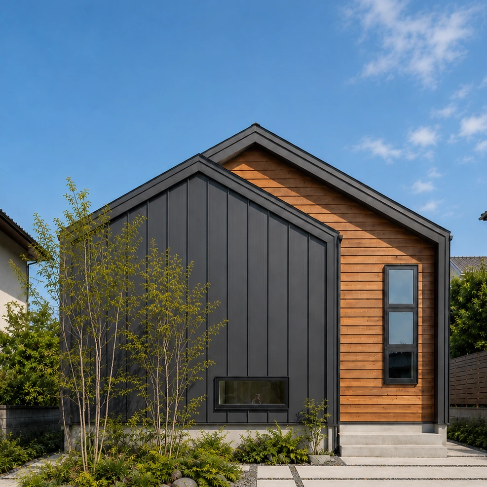 GABLE ── 二つの切妻が重なる平屋の外観|秀光ビルド徳島店