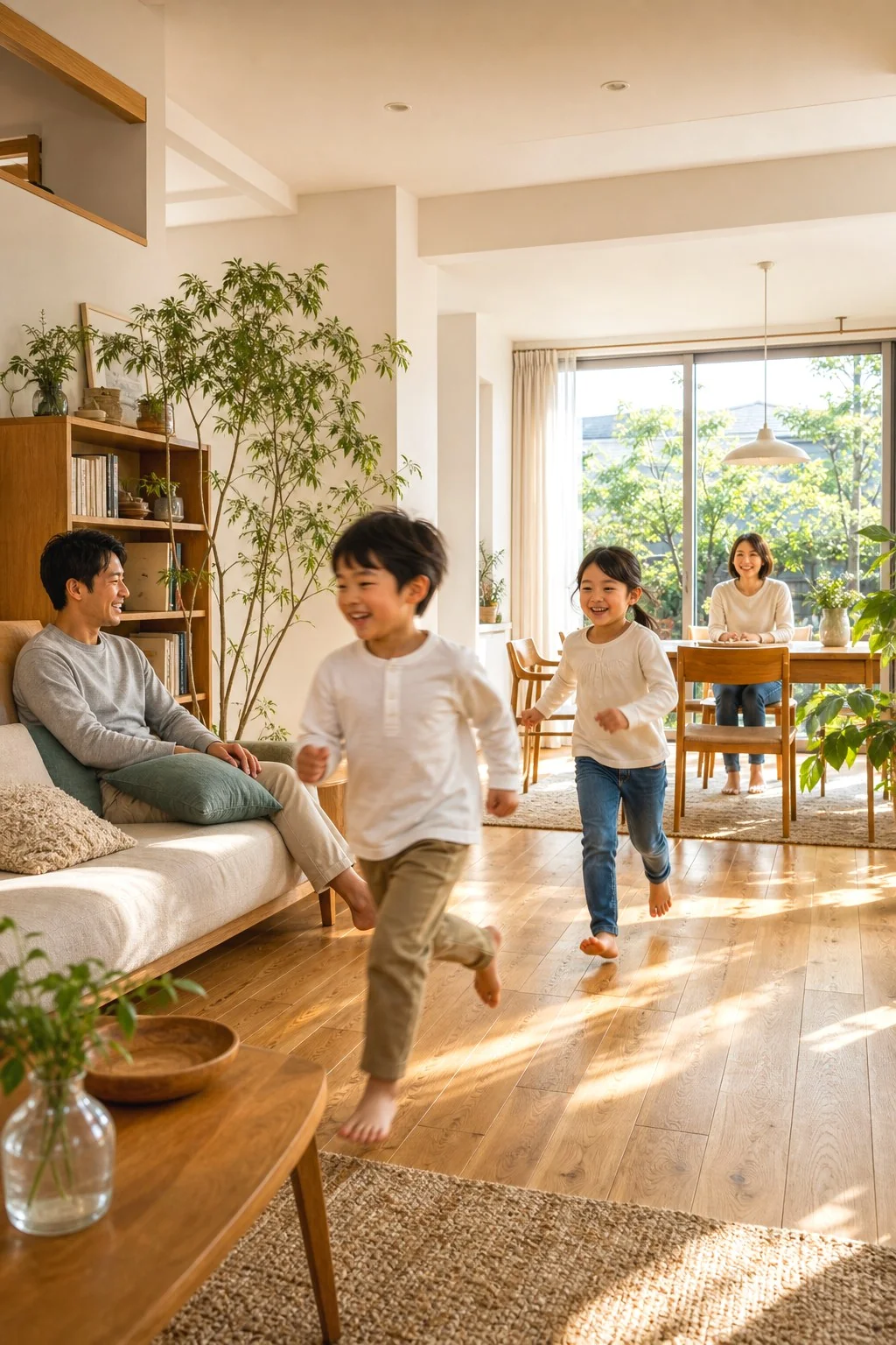 VEIL LDK ── 塀の内側に光を取り込んだ開放的なLDK|秀光ビルド徳島店